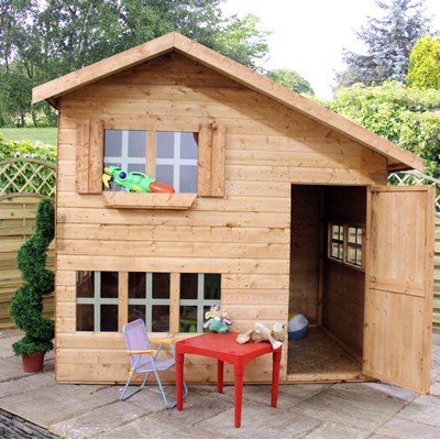 Mercia Kids 8x6 Double Storey Wooden Playhouse - Kids Outdoor Play | C